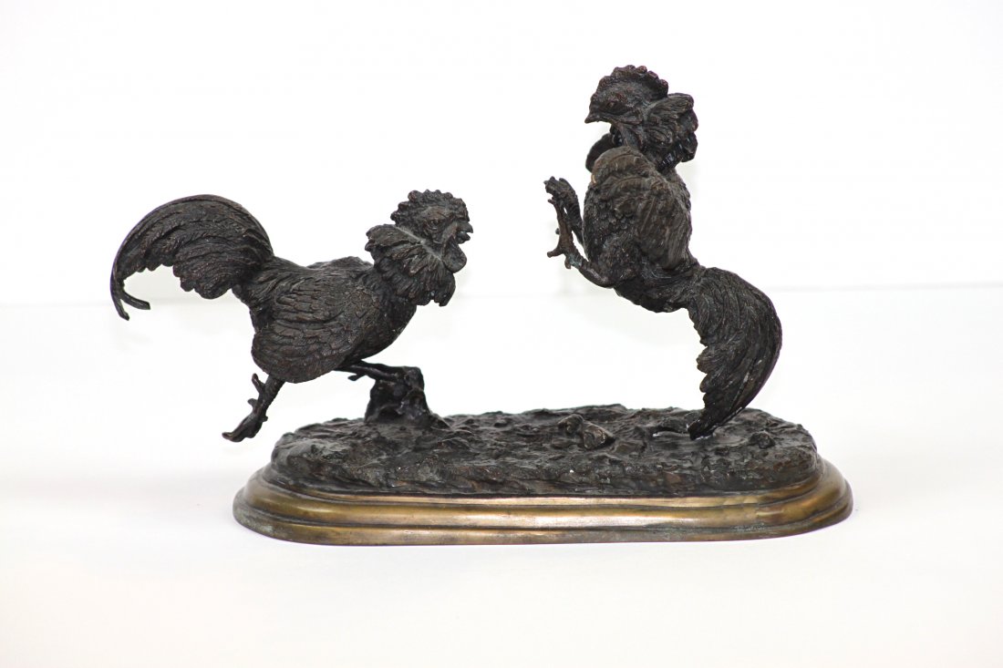 Mene, Pierre-Jules (After) - Cockfight: After Pierre-Jules Mene (French, 1810-1879) - Cockfight. Metal