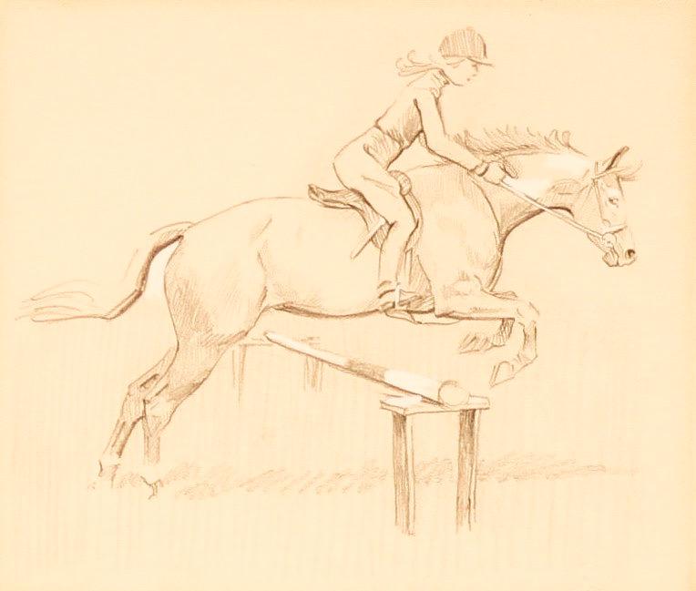 Lyne, Michael - Riding for Children: Michael Lyne (British, 1912-1989) - Illustration for the book "Riding for Children." Pencil and Bodycolor. Book by Harry Wynmalen and Michael Lyne. Published by Penguin Books.