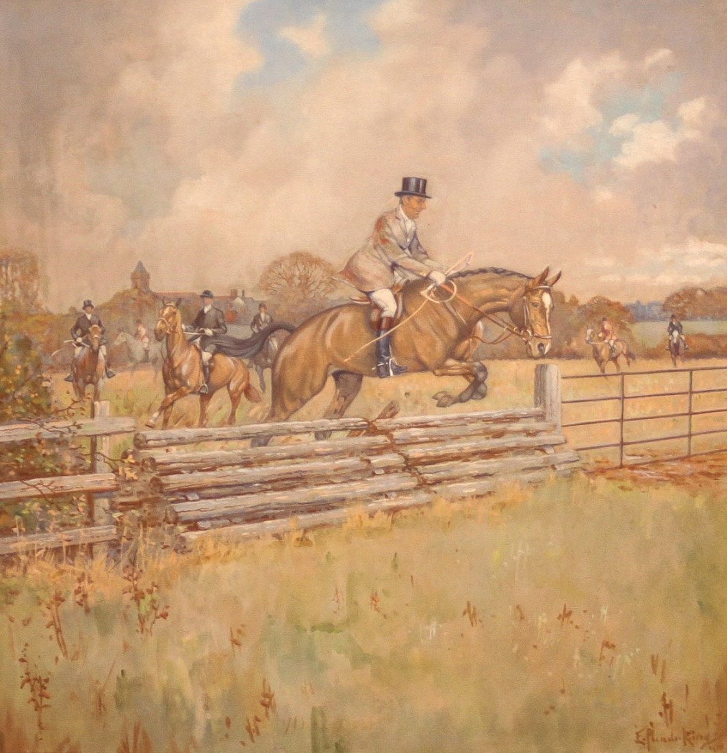 Meade-King, Eric - Over the Coop: Eric Meade-King (British, 1911-1987) - Over the Coop. Watercolor/gouache. Signed.