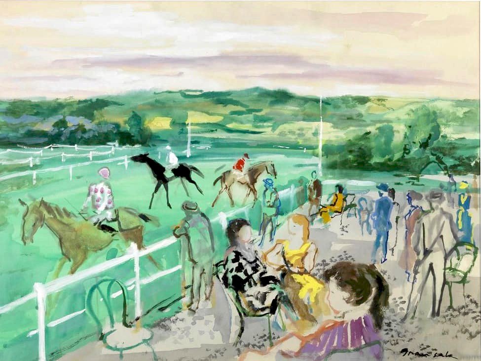 Grau Sala, Emilio - Paddock Scene: Emilio Grau Sala (Spanish, 1911-1975) - Paddock Scene. Watercolor. Signed.