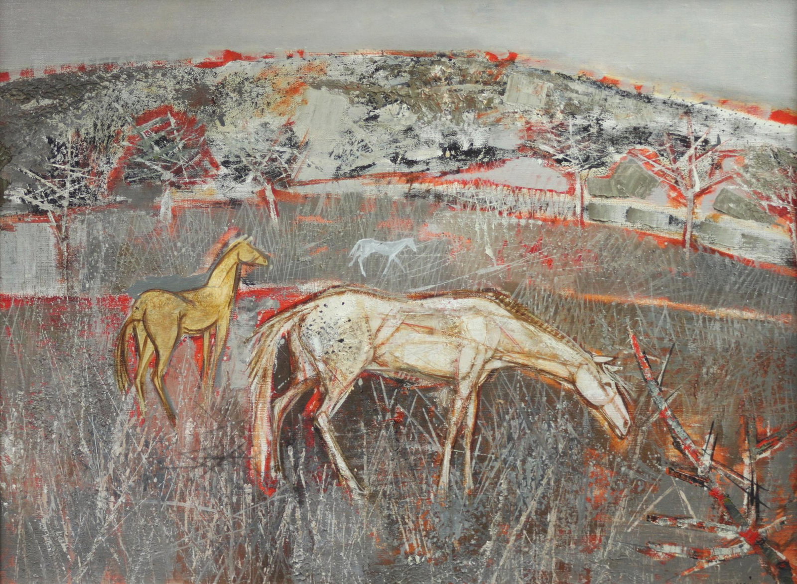 Grosperrin, Claude - Cheveux dans un Champ: Claude Grosperrin (French, 1936-1977) - Cheveux dans un Champ. Oil on canvas. Signed.