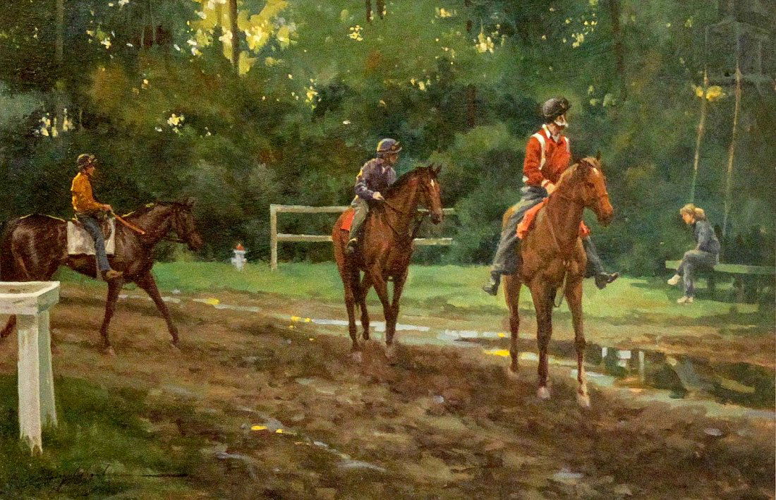 Wheeler, Larry - Turning Heads: Larry Wheeler (American, b. 1942) - Turning Heads. Oil on Board. Signed.