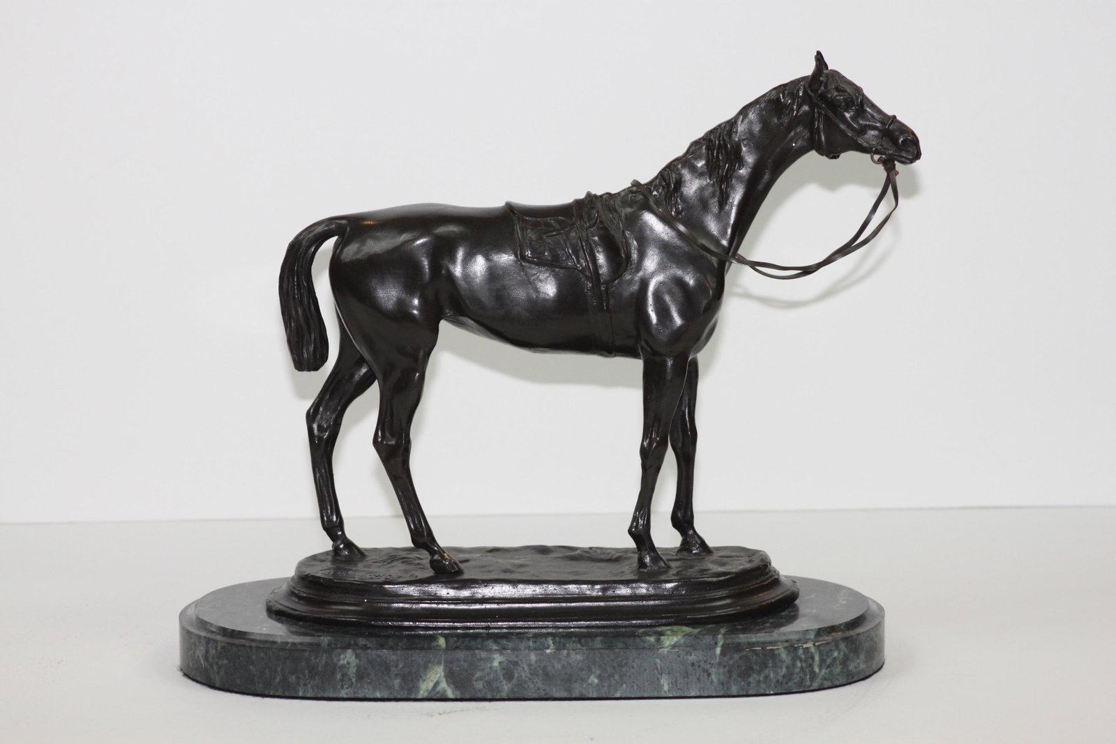 Moigniez, Jules (After) - Mare with Saddle: After Jules Moigniez (French, 1835-1894) - Mare with Saddle. Bronze with marble base.