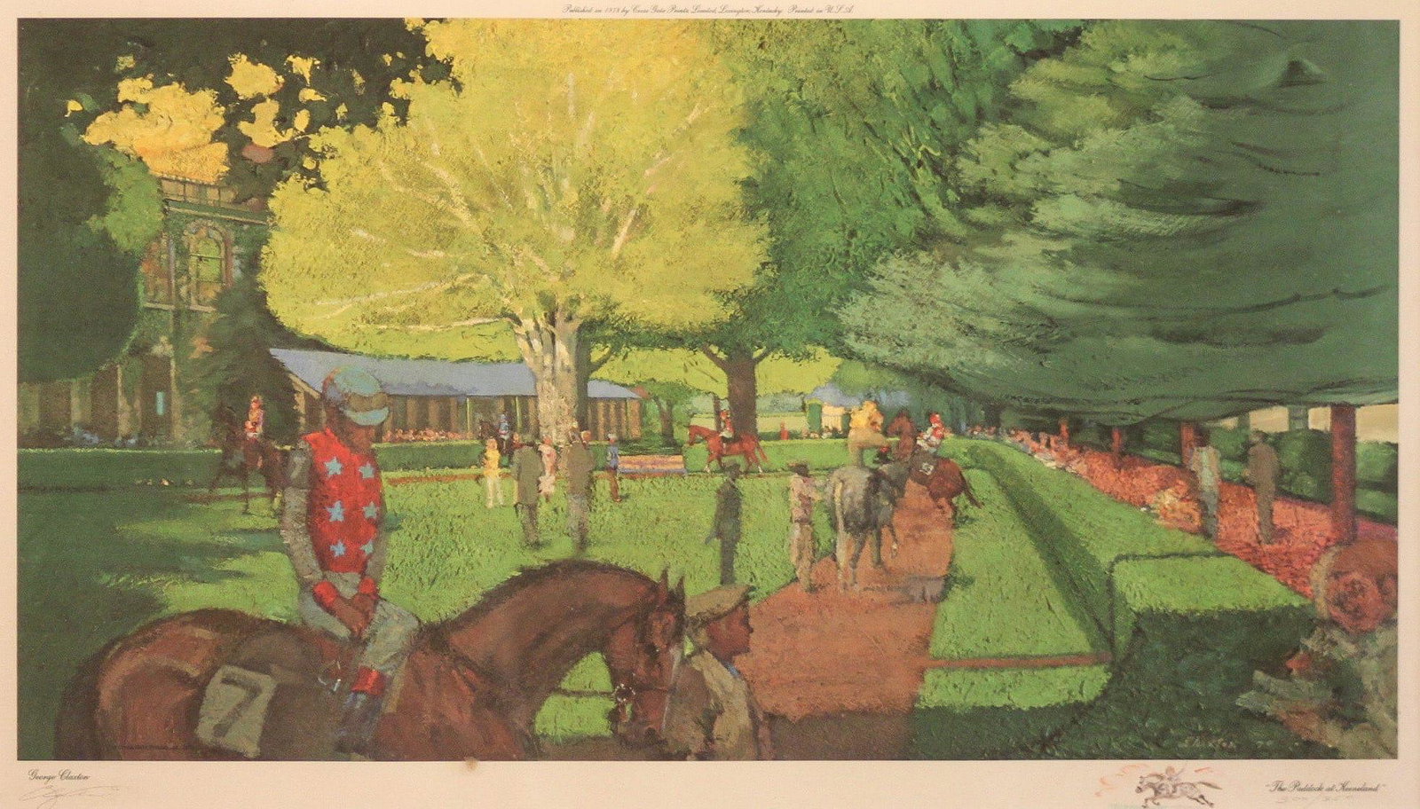 Claxton, George - The Paddock at Keeneland: George Claxton (American, 1947-1995) - The Paddock at Keeneland. Artist signed limited edition print with watercolor remarque. 300/350.