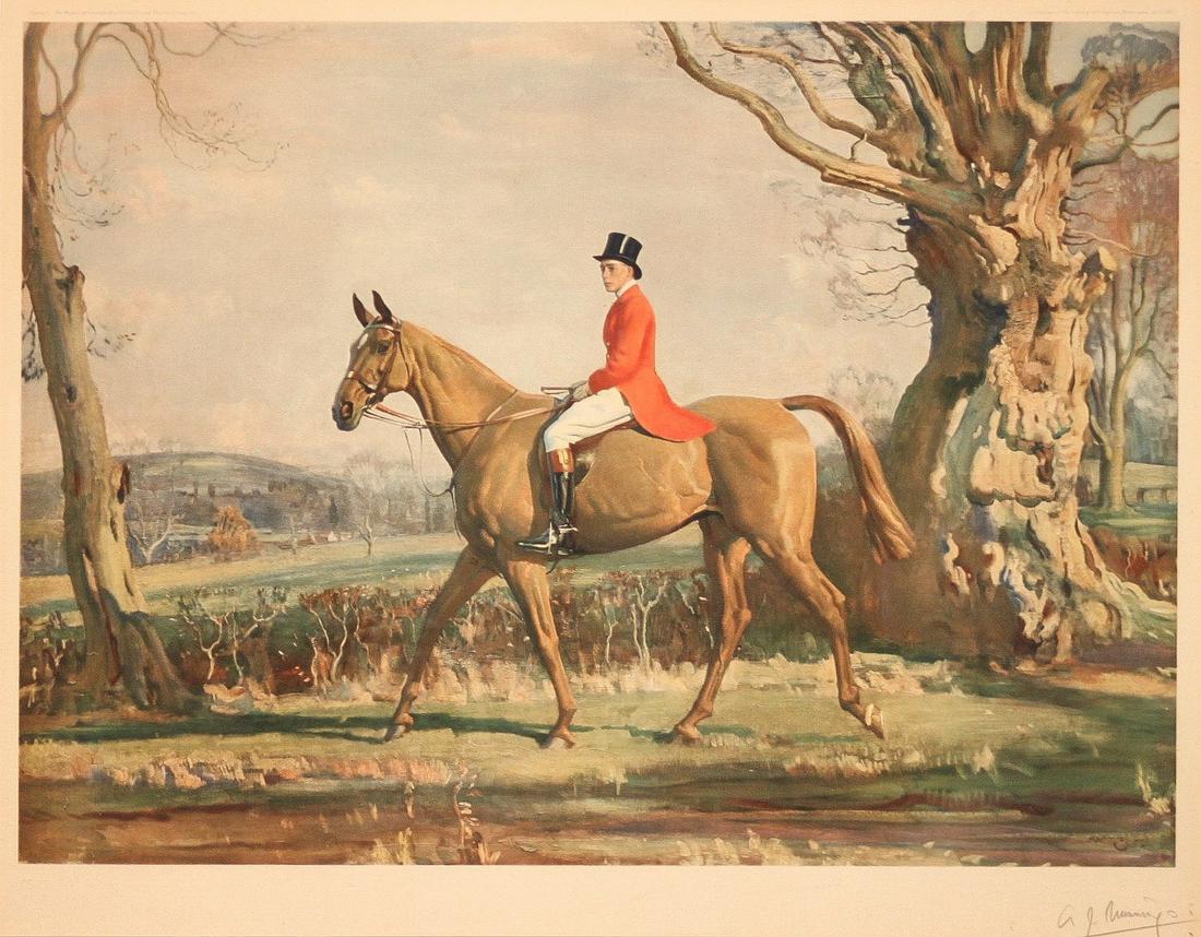 Munnings, Sir Alfred - The Price of Wales on Forest: Sir Alfred Munnings (British, 1878-1959) - The Prince of Wales on Forest Witch. Signed print.