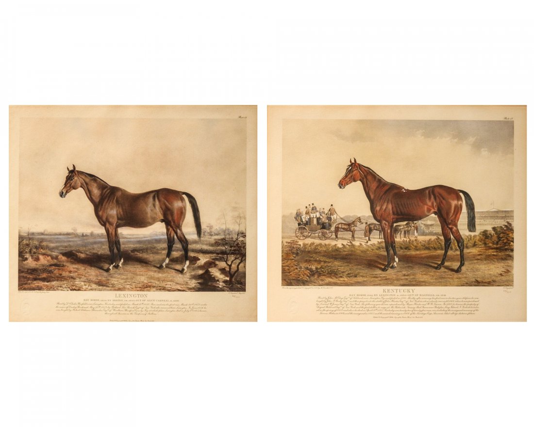 Troye, Edward (After) - Lexington and Kentucky: After Edward Troye (Swiss/American - 1808-1874) - Lexington; Kentucky (A Pair). Lithographs published by At the Sign of the Gosden Head, New York, 1932. Lexington #26/110. Kentucky #26/110. Size is fo