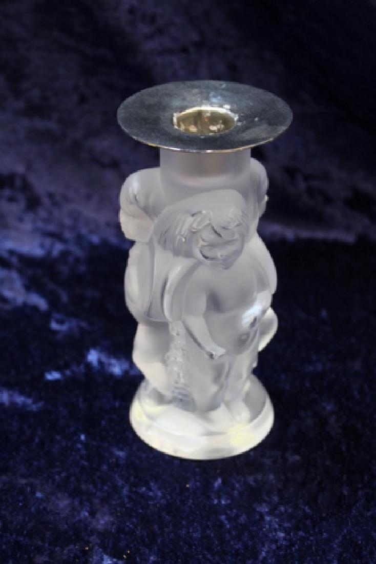 SIGNED LALIQUE CRYSTAL CANDLESTICK (1 of 3)