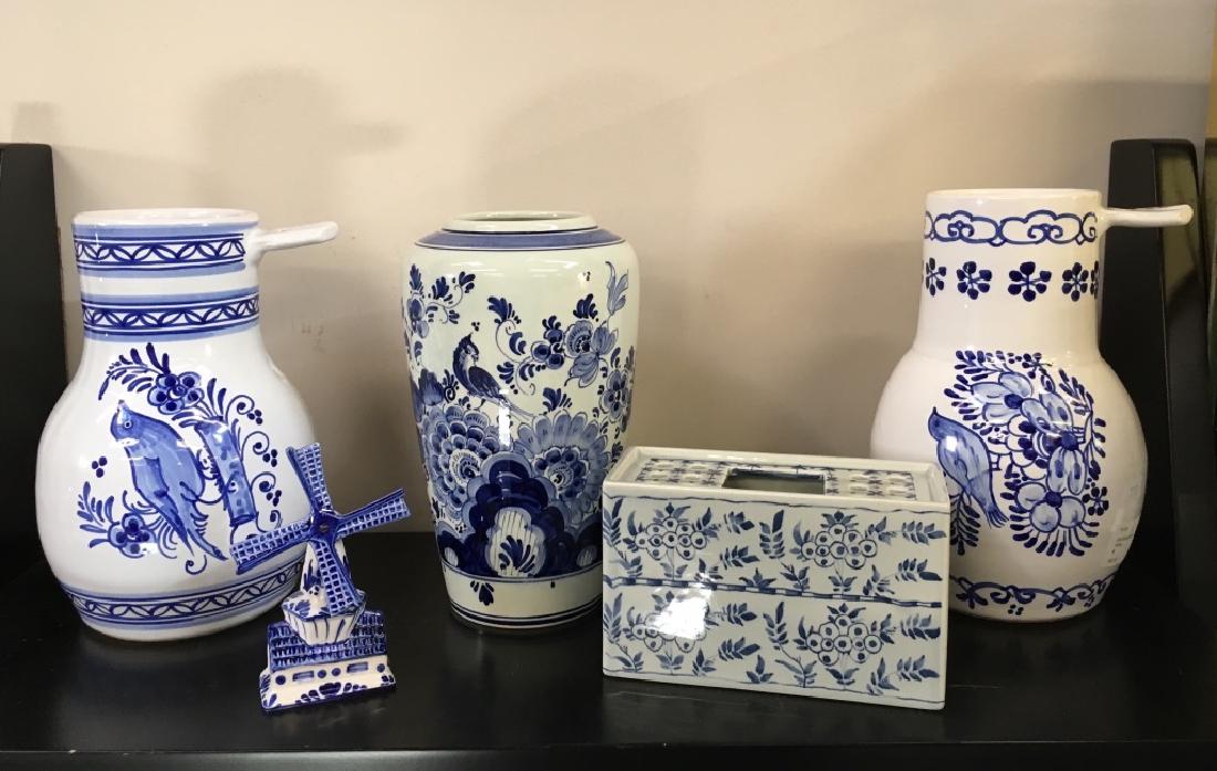 FIVE PCS OF BLUE & WHITE DELFT POTTERY (1 of 6)