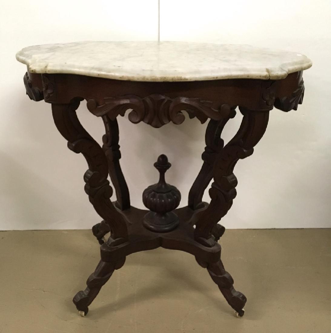 VICTORIAN MARBLE TOP CARVED TABLE (1 of 5)