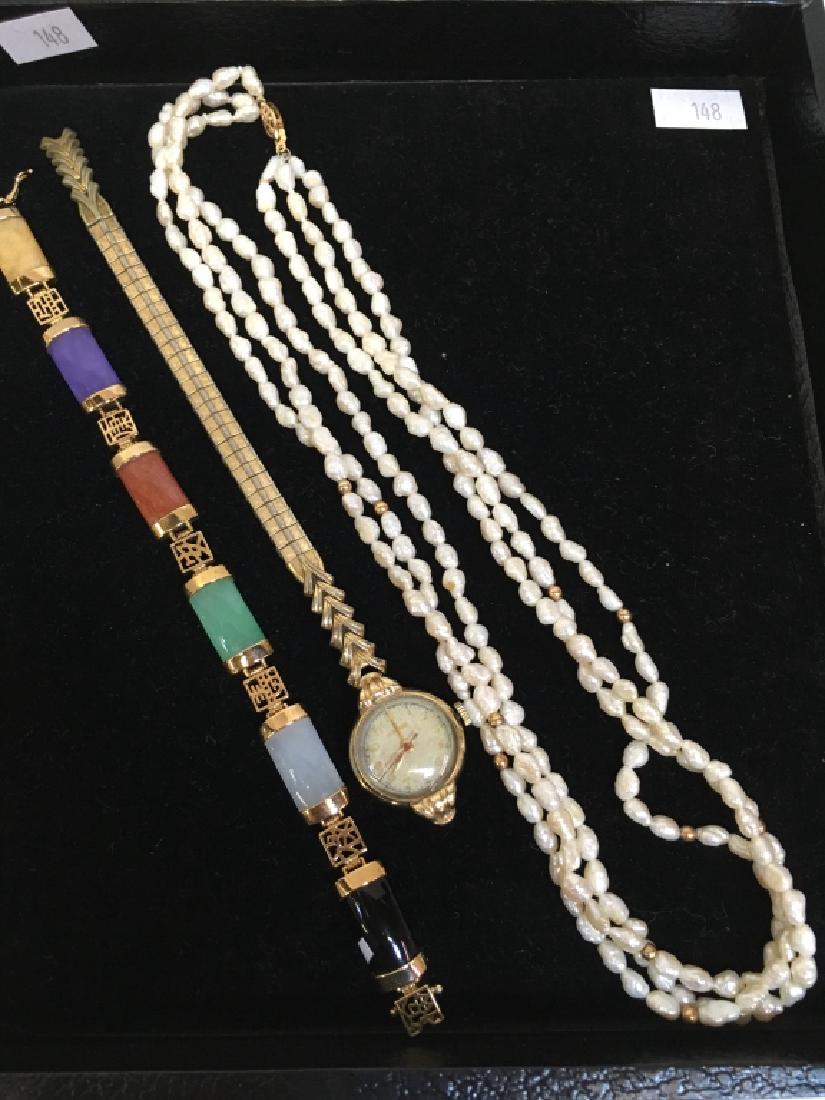 SEED PEARL NECKLACE, 14K WATCH & JADE BRACELET (1 of 6)