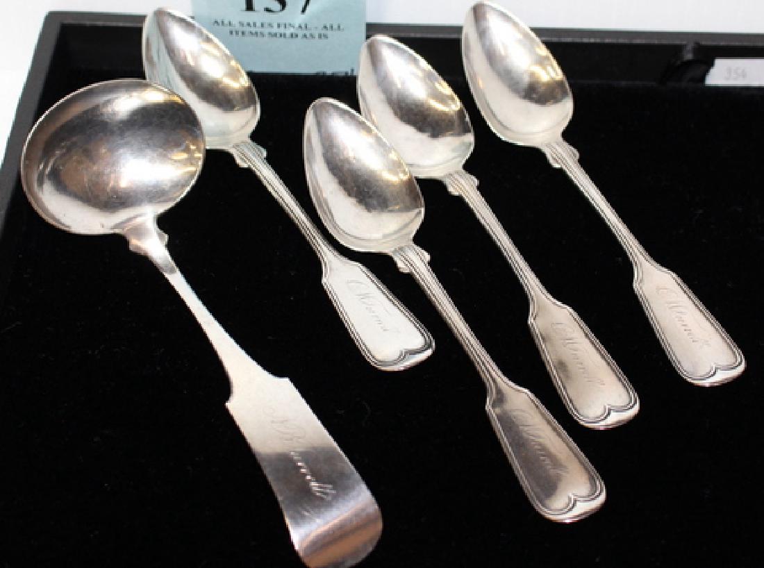 FIVE PCS OF COIN SILVER FLATWARE (1 of 6)