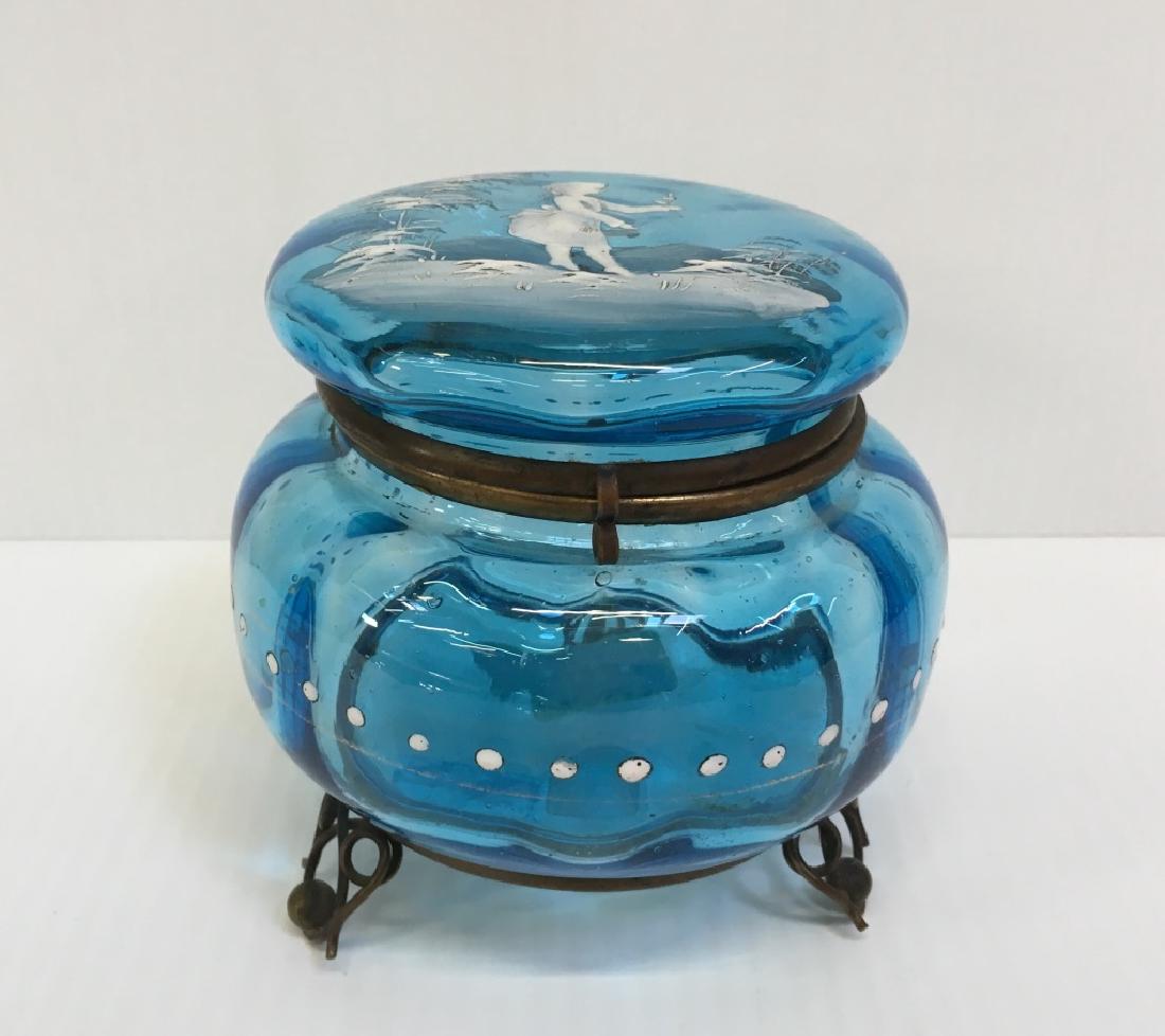 ANTIQUE MARY GREGORY POWDER JAR - GIRL (1 of 6)