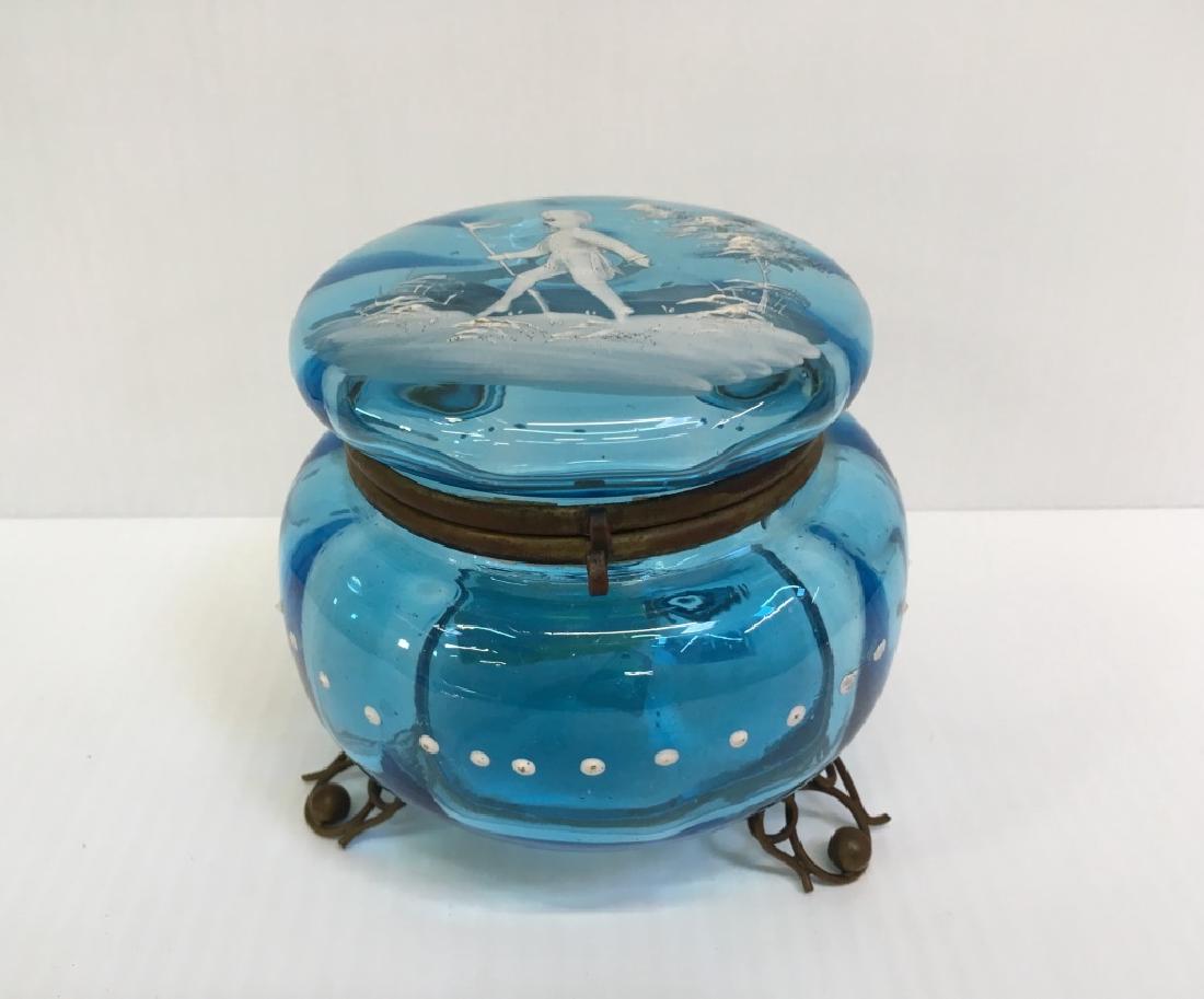 ANTIQUE MARY GREGORY POWDER JAR - BOY (1 of 5)