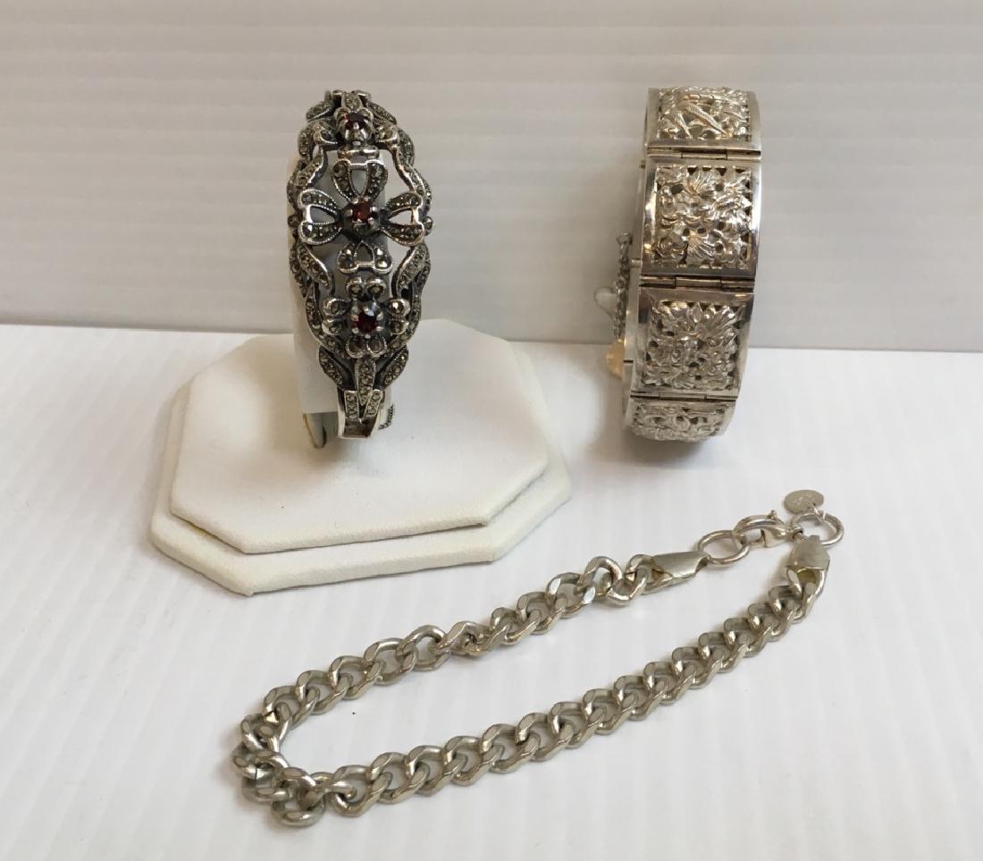 THREE BRACELETS MARKED 925 & 800 (1 of 6)