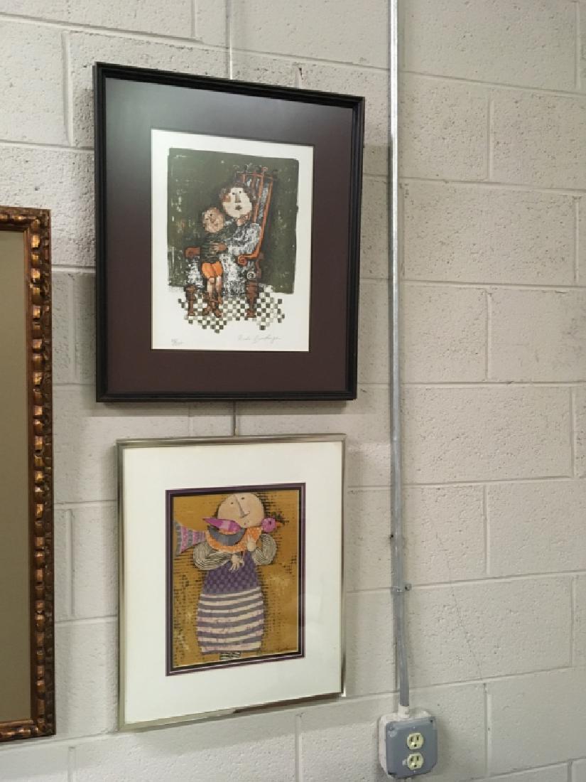 2 FRAMED LITHOGRAPHS BY GRACIELA RODO BOULANGER: Bolivian artist Graciela Rodo Boulanger (1935 La Paz) - mother & child signed & numbered 88/200 - 18.75" w x 22" h (sight 11" w x 14.5" h plus stone signed lithograph from the "Bird Suite" - 16.5" w x
