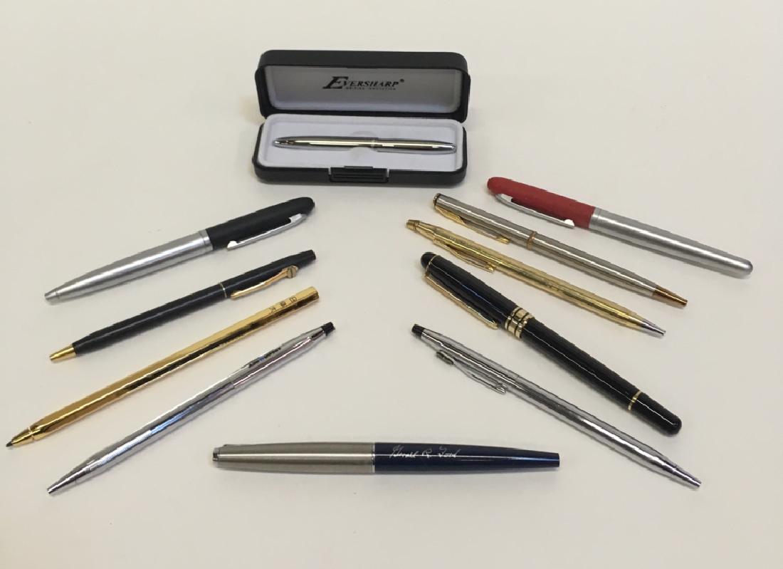 11 BALL POINT PENS: Cross, Carter, Eversharp, Parker - includes Gerald R. Ford White House pen.