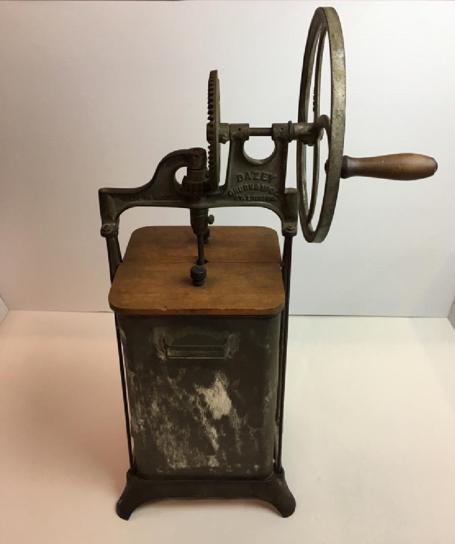ANTIQUE DAZEY METAL BUTTER CHURN 330B