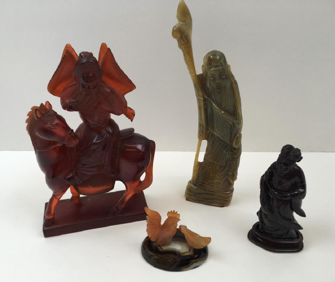 4 PCS OF CARVED STONE & RESIN FIGURES (1 of 20)