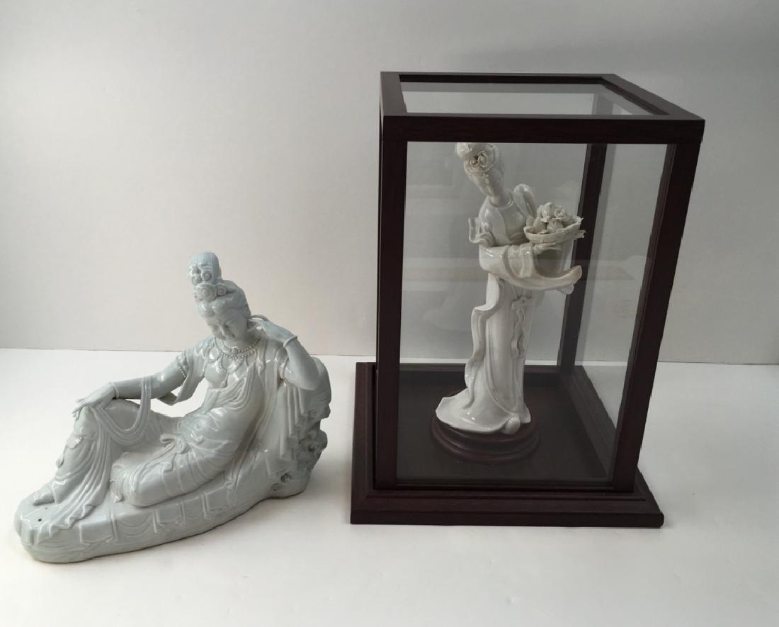 2 CHINESE FIGURINES - GUANYIN FIGURES (1 of 12)