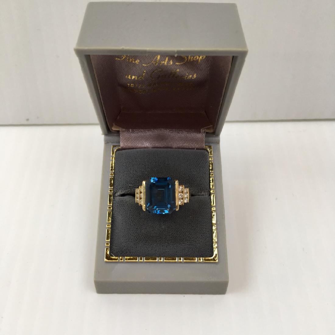 14K YELLOW GOLD BLUE TOPAZ & DIAMOND RING (1 of 7)