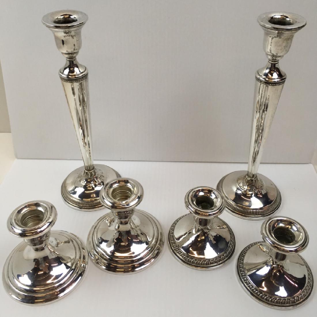 3 PAIRS OF STERLING SILVER CANDLESTICKS (1 of 8)