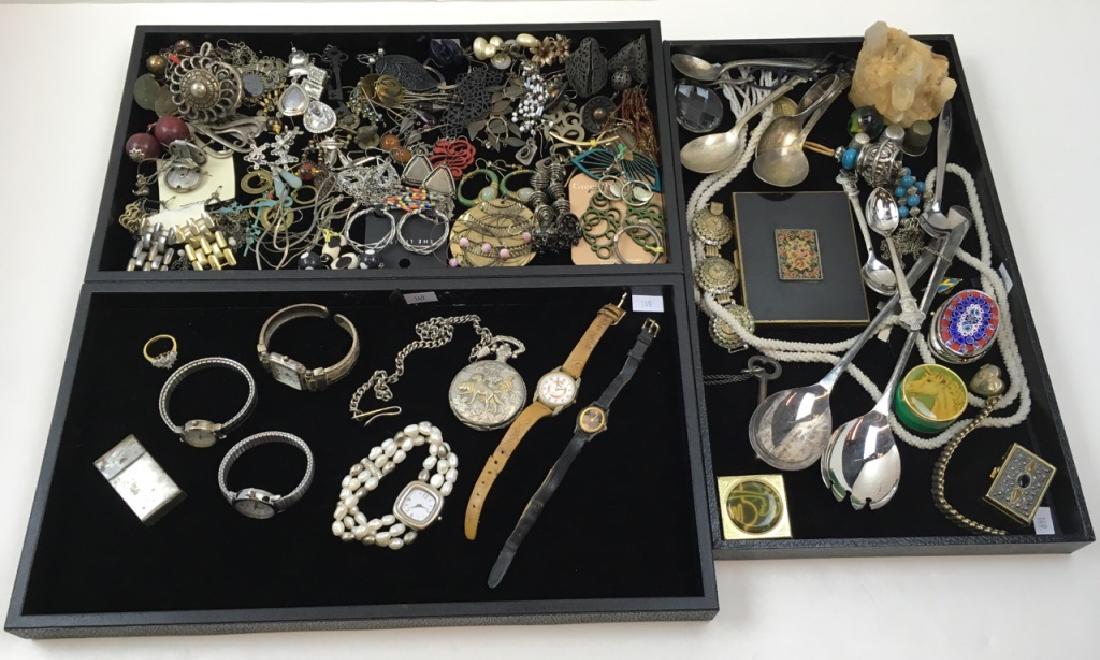 THREE TRAY OF COSTUME JEWELRY, WATCHES & MORE (1 of 20)