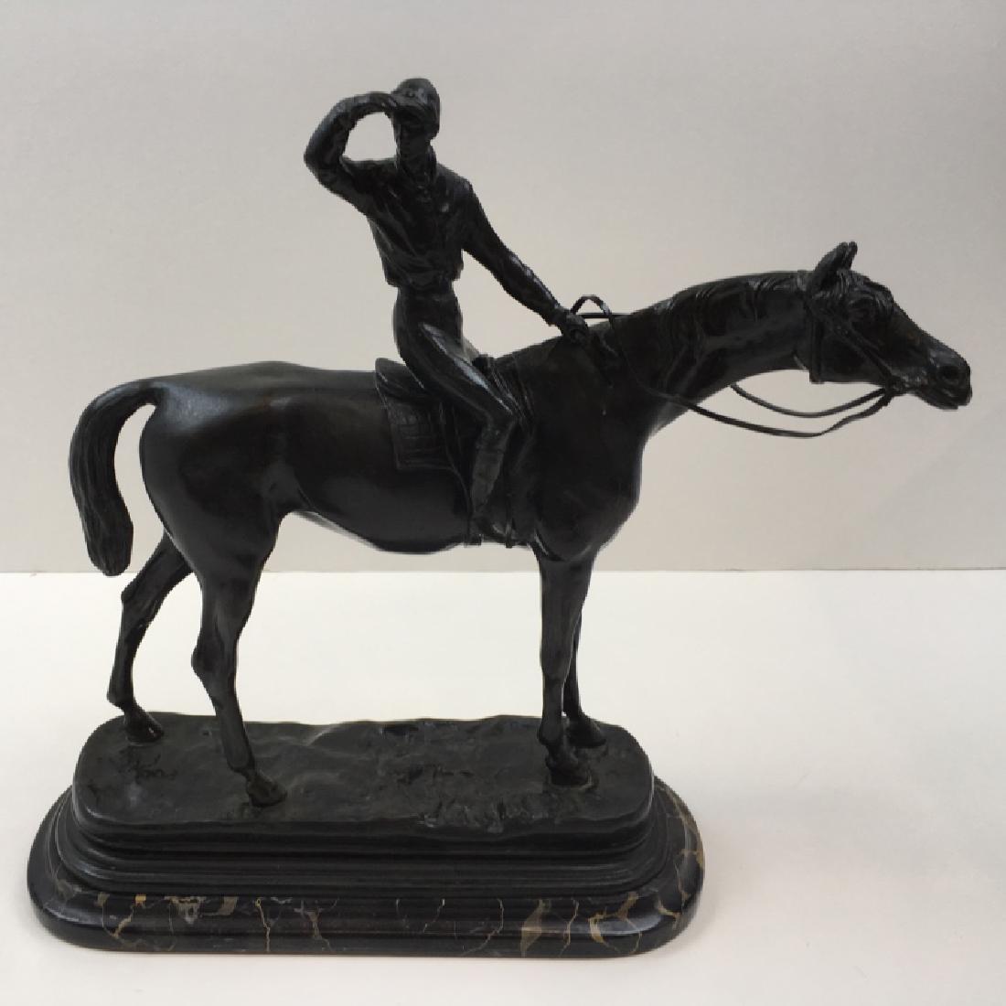 BRONZE JOCKEY ON HORSE SIGNED P. J. MENE (1 of 11)