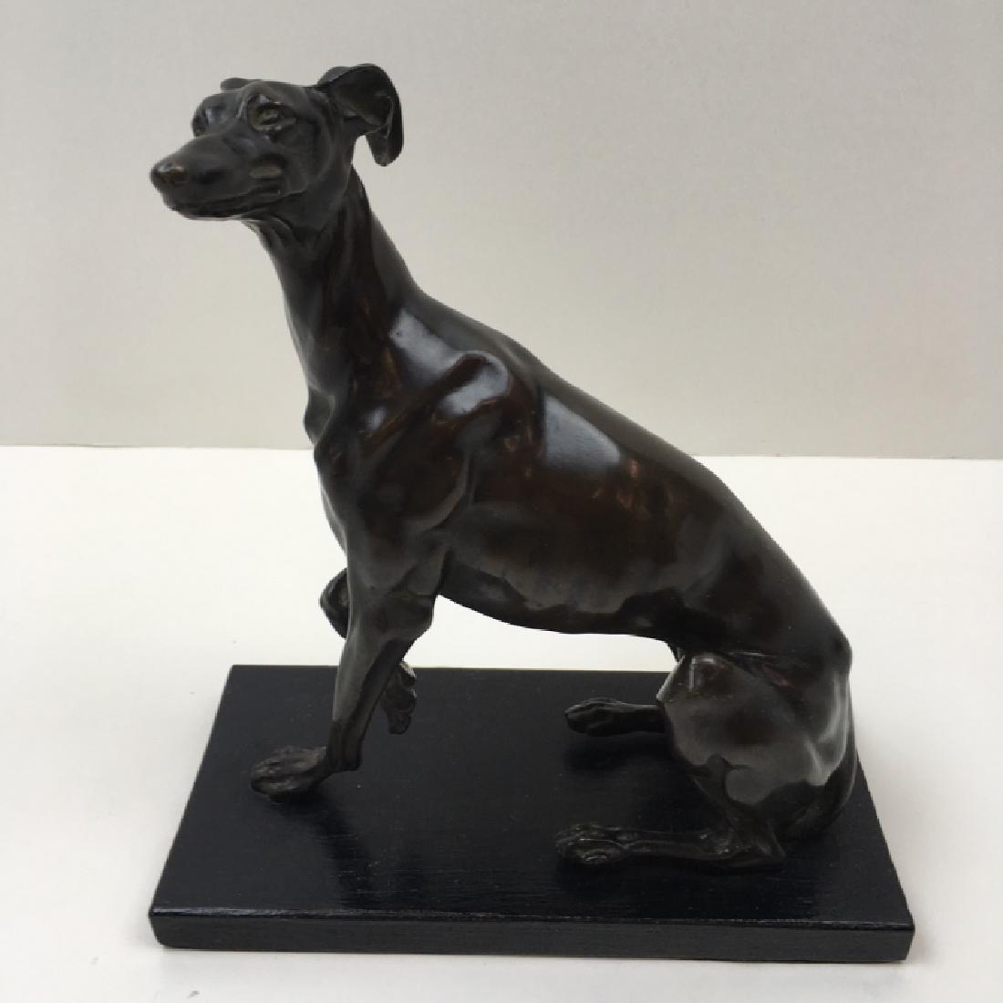 BRONZED METAL GREYHOUND STATUE (1 of 9)