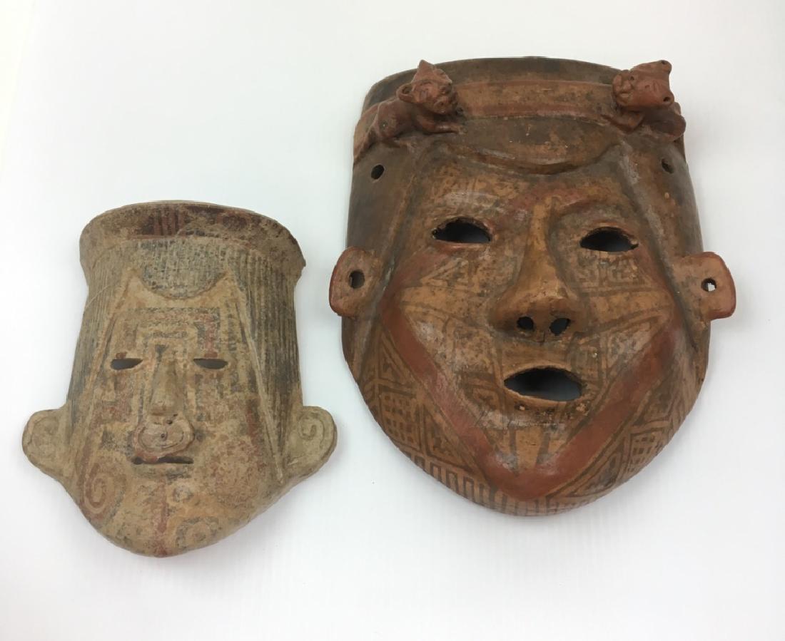 2 PCS OF PRE-COLUMBIAN POTTERY MASKS (1 of 14)