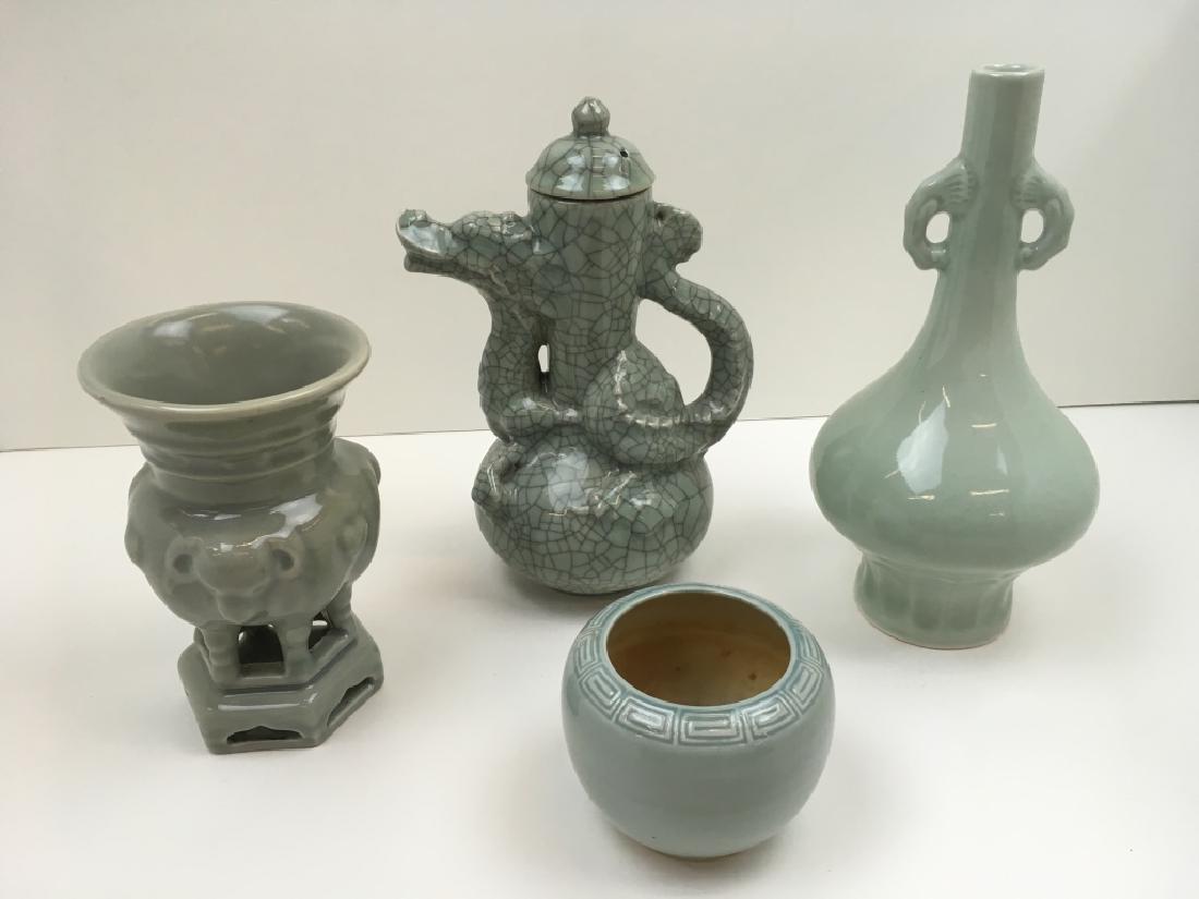 4 PCS OF CHINESE CELADON GLAZED POTTERY (1 of 19)