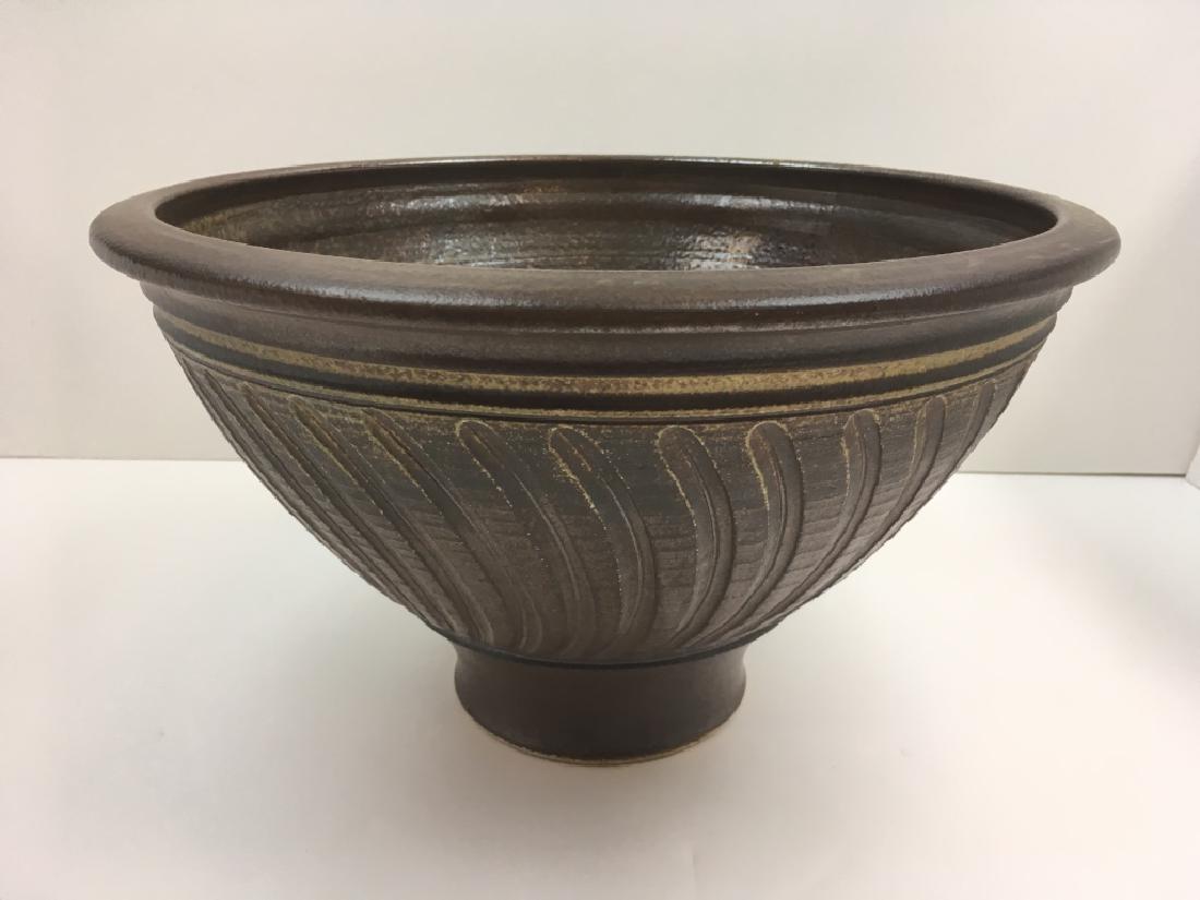 LARGE ART POTTERY BOWL - SIGNED VAN NOSTRAND (1 of 7)