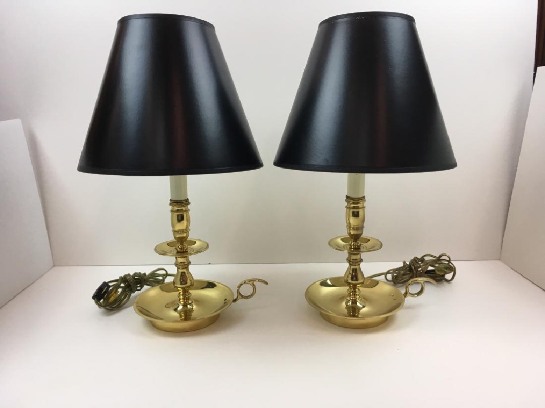 PAIR OF BRASS CHAMBER STICK STYLE LAMPS (1 of 11)