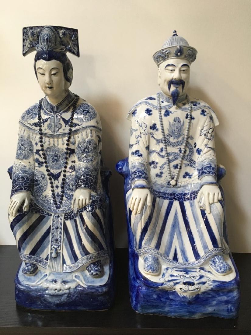 CHINESE BLUE & WHITE EMPEROR & EMPRESS FIGURES (1 of 20)