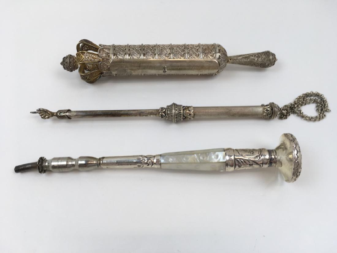 3 PCS - JUDAICA & ANTIQUE STERLING PARASOL HANDLE (1 of 7)