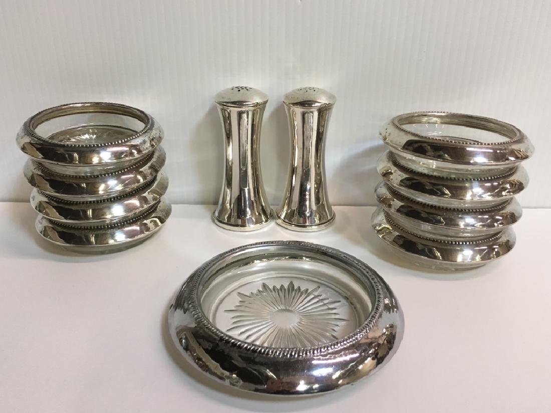 11 PCS - STERLING RIM COASTERS & SHAKERS (1 of 6)