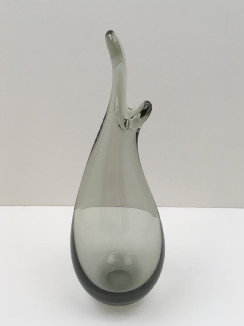 DANISH MODERN BEAK VASE - PER LUTKEN HOLMEGAARD: Danish Modern Beak vase in grey glass by Per Lutken for Holmegaard, circa 1958 - signed on bottom PL 58 - 9 5/8" h