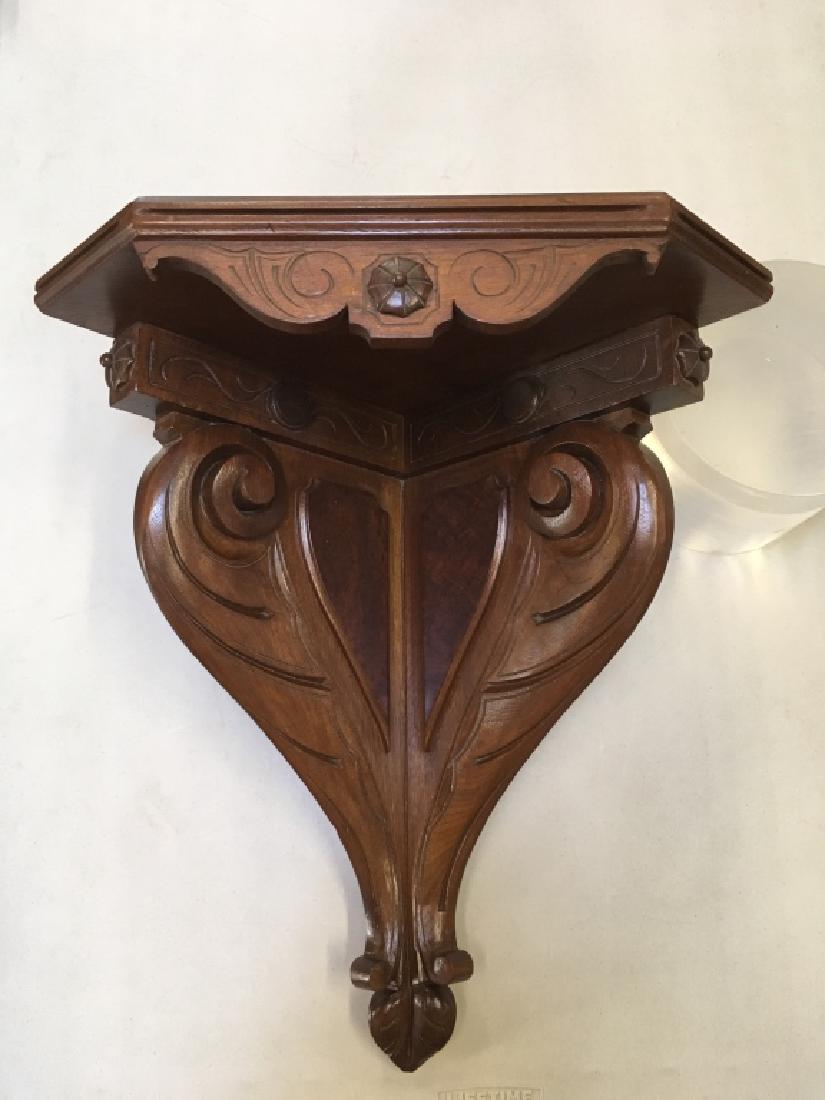 ANTIQUE CARVED WALNUT HANGING CORNER SHELF (1 of 7)