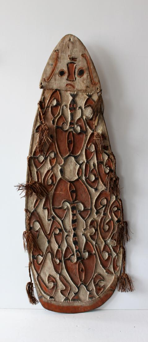 WEST PAPUA NEW GUINEA TRIBAL SHIELD: Asmat of New Guinea - 1920-1950 - Natural materials - Used Tribally and in ceremonial tribal dance. - Museum quality