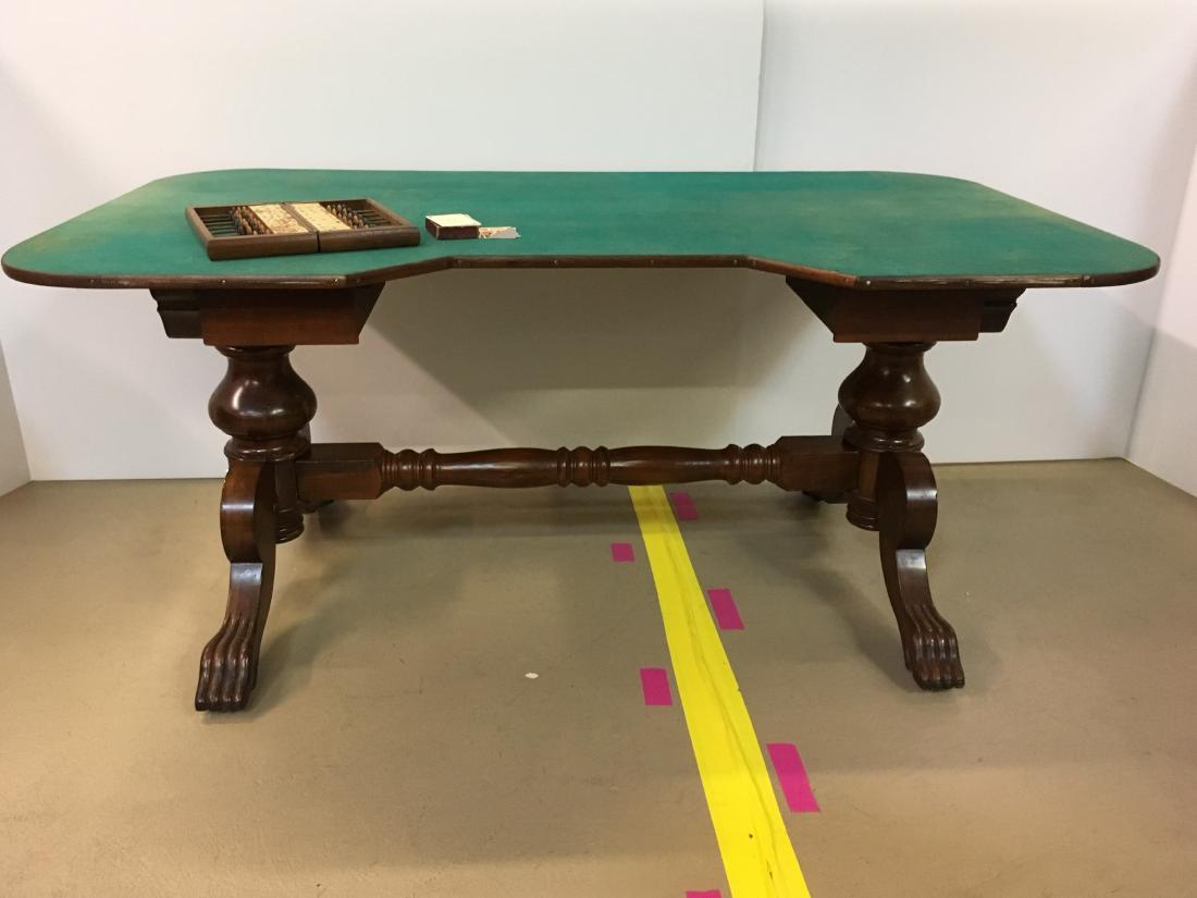 ANTIQUE FARO TABLE & CUE KEEPER: Mahogany Faro table by Will & Finck of San Francisco California ca. 1860-1930's included owner information states that is was used in the first movie of Wyatt Earp with Henry Fonda - marked #582 Will 