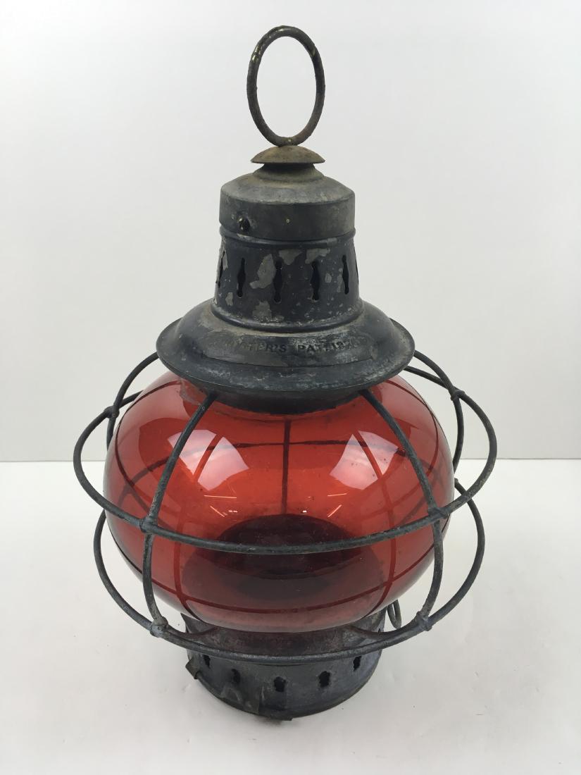ANTIQUE NAUTICAL SHIP LANTERN RED ONION GLOBE
