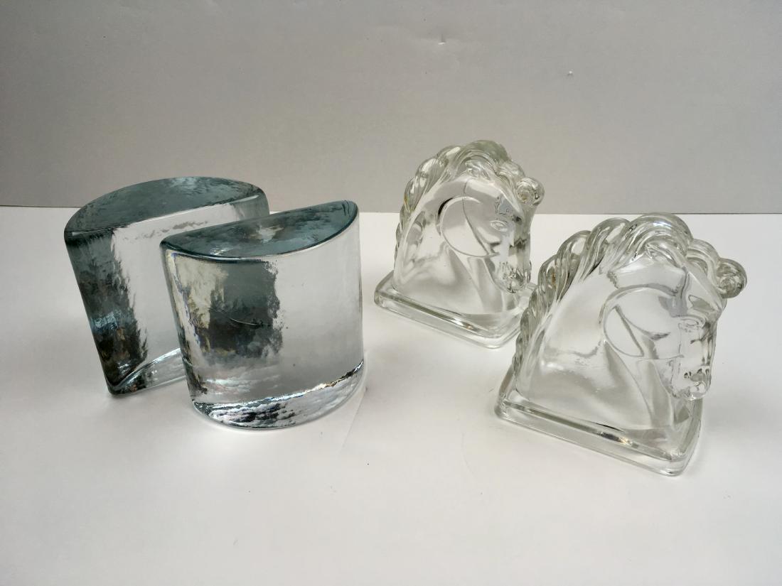TWO PAIRS OF GLASS BOOKENDS (1 of 6)