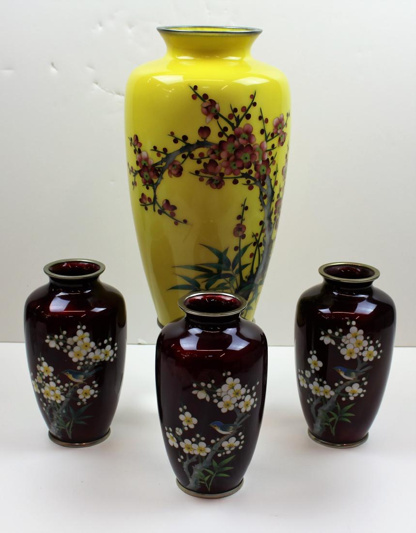 FOUR MID CENTURY JAPANESE CLOISONNE VASES (1 of 8)