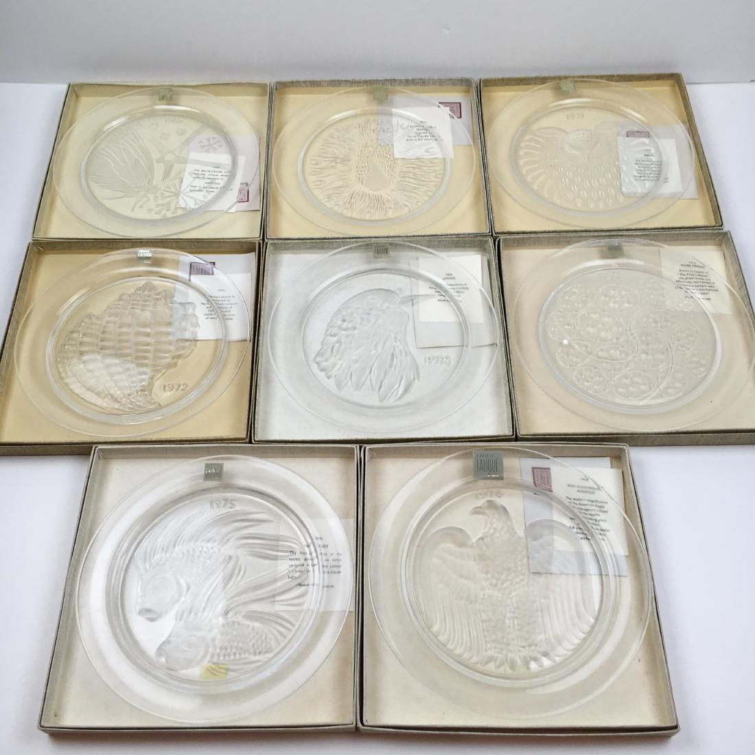 EIGHT LALIQUE CRYSTAL ANNUAL COLLECTOR PLATES (1 of 12)