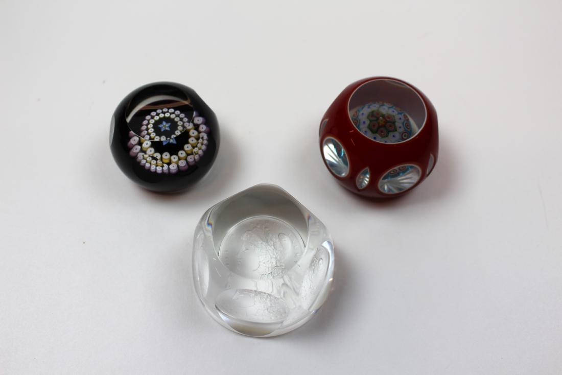 THREE ART GLASS PAPERWEIGHTS (1 of 13)