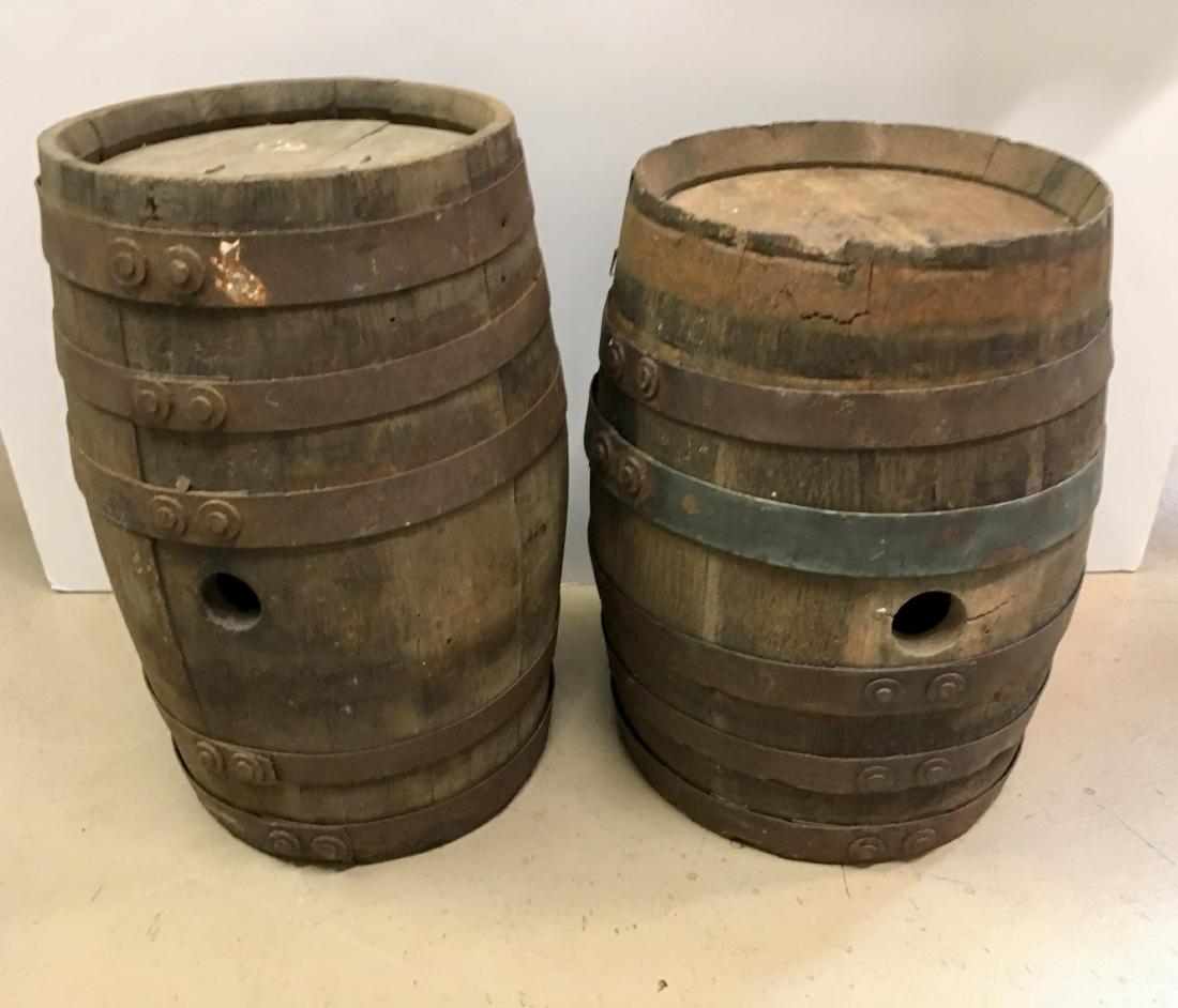 TWO ANTIQUE WOODEN POWDER KEGS