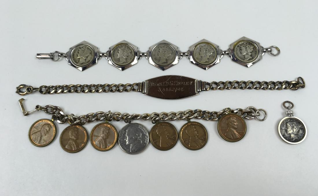 4 PCS OF VINTAGE JEWELRY - COIN & SIGNET BRACELETS (1 of 11)