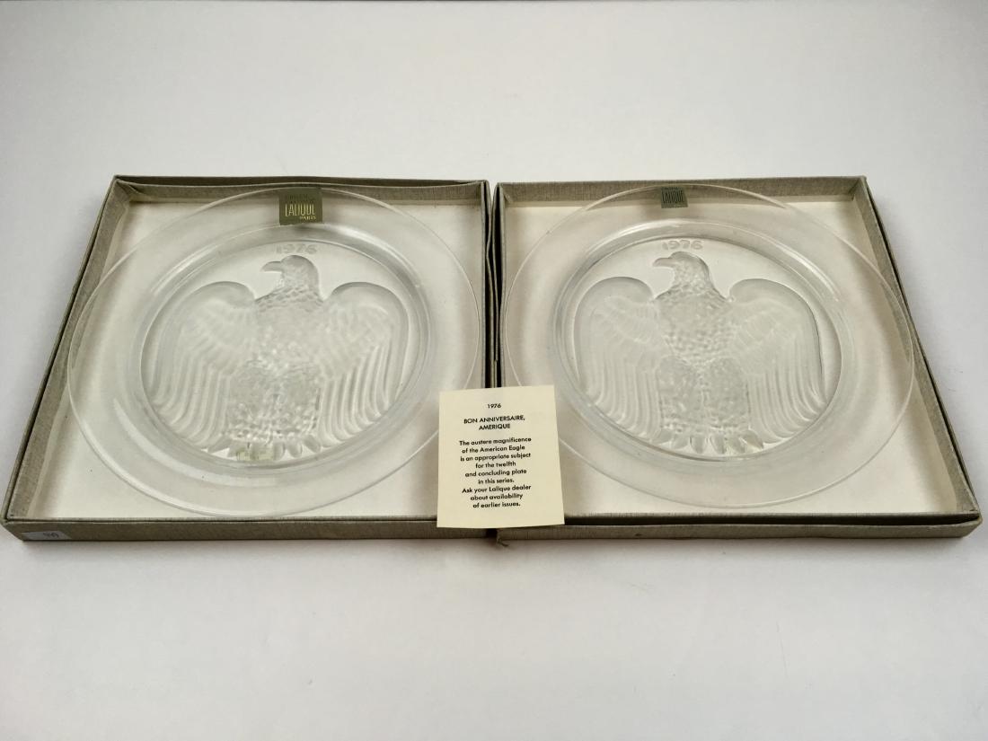TWO LALIQUE CRYSTAL ANNUAL COLLECTOR PLATES (1 of 7)