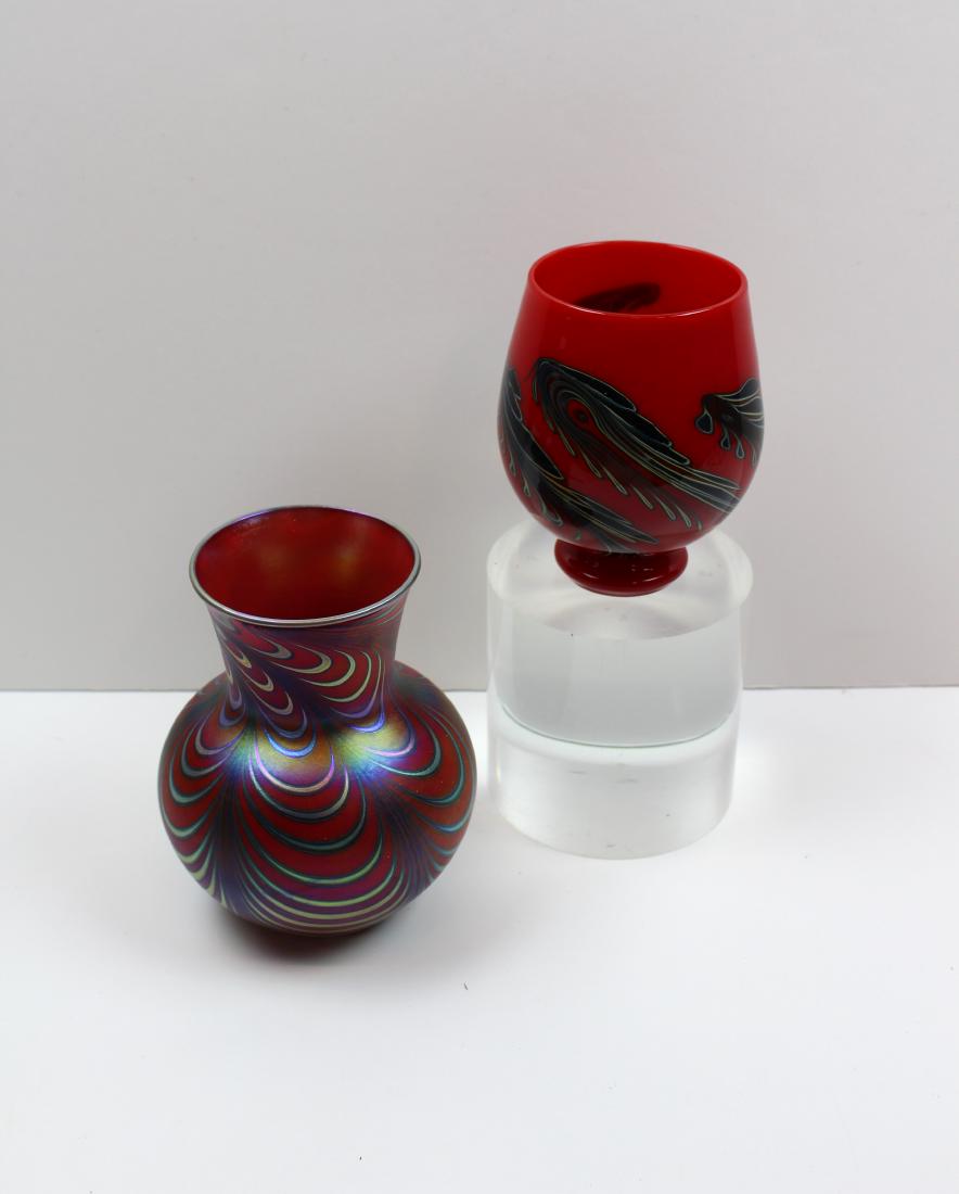 TWO SIGNED CHARLES LOTTON ART GLASS VASES (1 of 9)