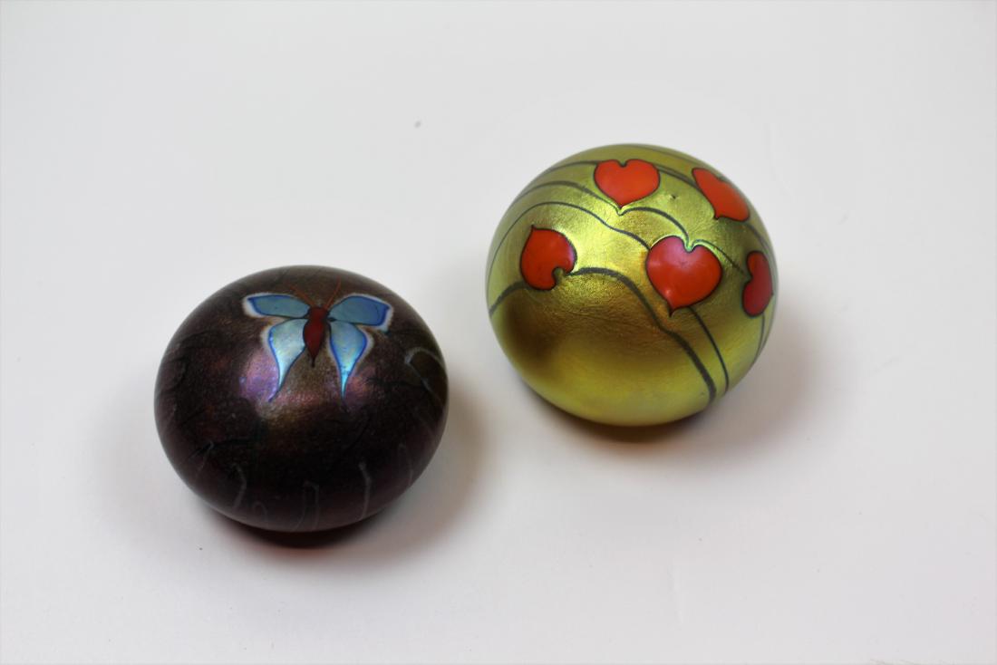 TWO ORIENT & FLUME ART GLASS PAPERWEIGHTS (1 of 7)