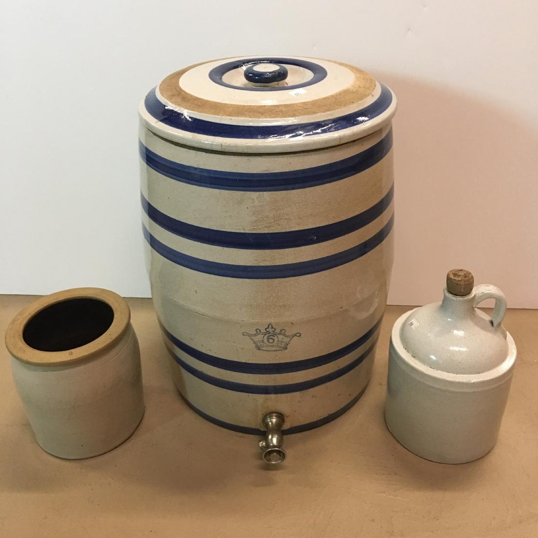 3 VINTAGE STONEWARE - CROCK, BARREL & JUG (1 of 20)
